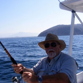 Gordon Krantz reeling in his Yellowtail